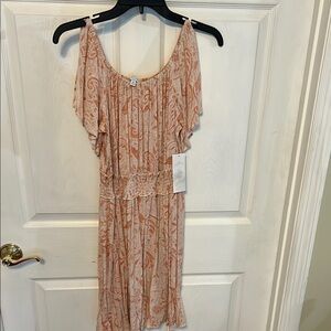 New Directions Peach Ruffled Tiered Sundress